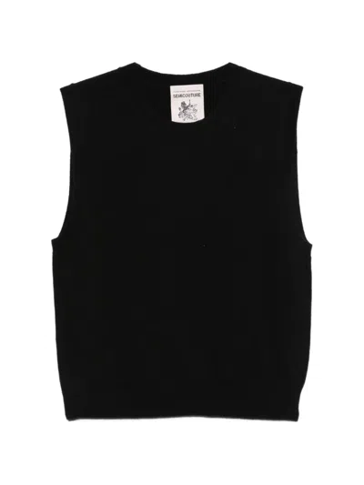 Semicouture Fine-knit Sleeveless Vest In Black