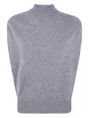 Semicouture Half Neck Sleeveless Sweater In Verity Vest Pattern In Gray