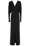 Semicouture Fitted Midi Dress With Kimono Sleeves In Black