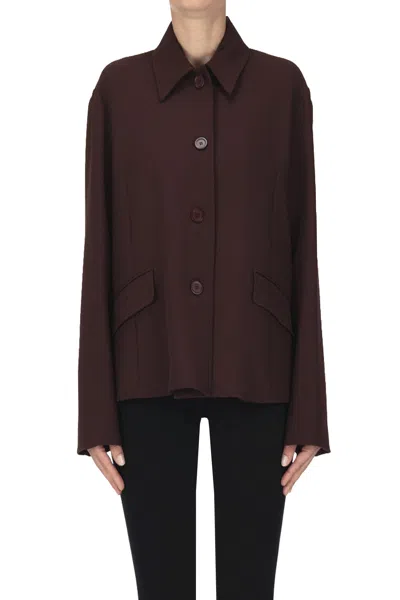Semicouture Flared Blazer In Bordeaux