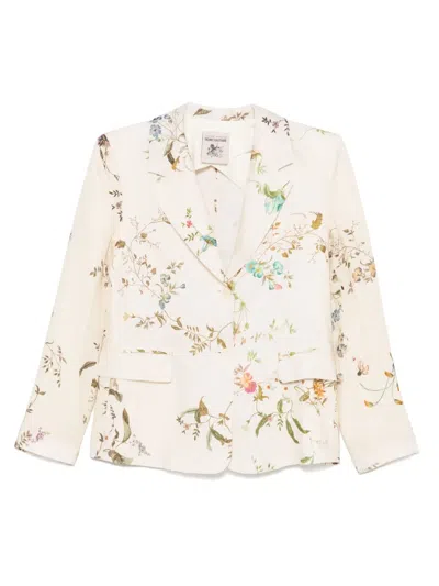 Semicouture Floral Blazer In Neutrals