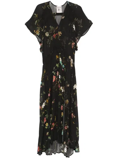 Semicouture Floral Maxi Dress In Black