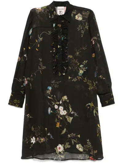 Semicouture Floral Midi Dress In Black