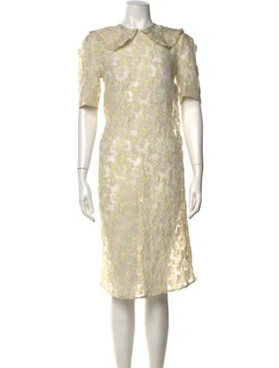 Pre-owned Semicouture Floral Print Knee-length Dress In Neutrals