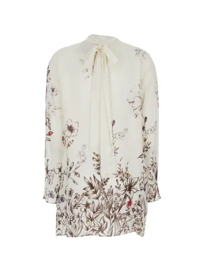 Semicouture Floral-print Mini Dress In Neutral