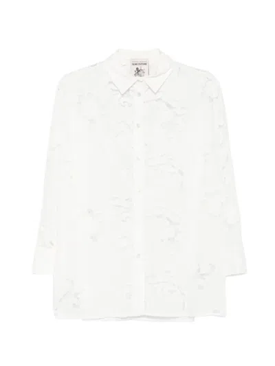 Semicouture Floral-embroidered Shirt In White