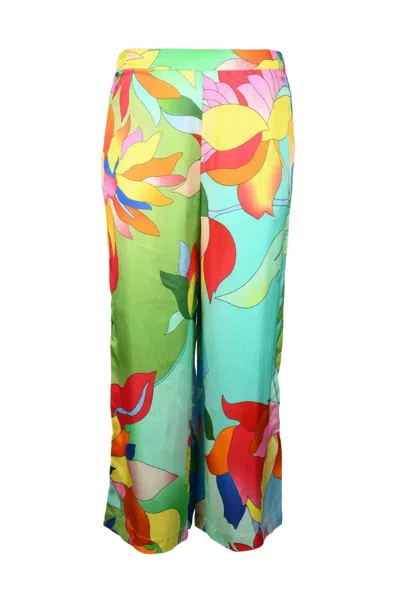 Semicouture Floral-pattern Wide-leg Trousers In Viscose In Multi