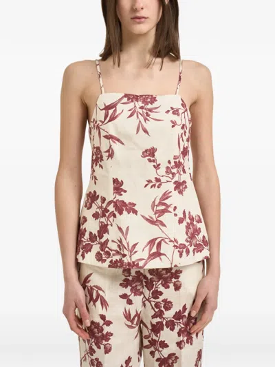 Semicouture Floral-print Top In Neutral