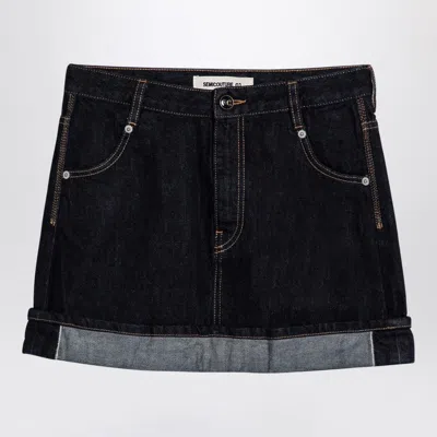 SEMICOUTURE FLORIANE MINISKIRT IN DARK DENIM