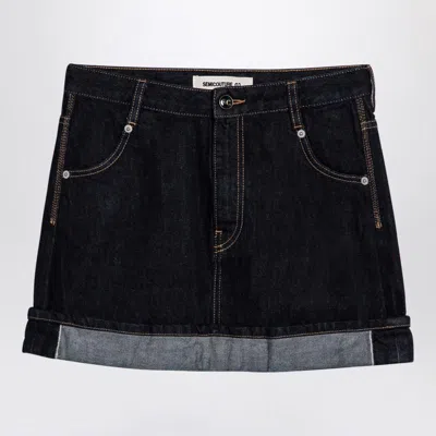 SEMICOUTURE SEMICOUTURE FLORIANE MINISKIRT IN DARK DENIM