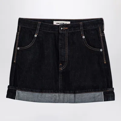 SEMICOUTURE SEMICOUTURE FLORIANE MINISKIRT IN DARK DENIM