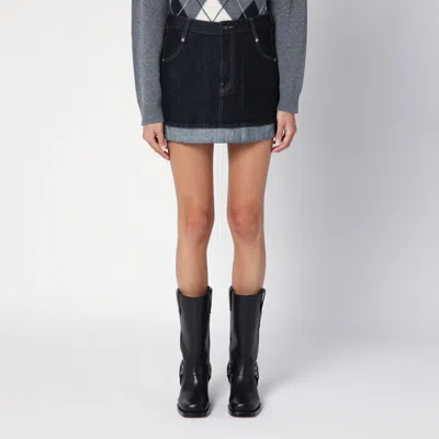 Semicouture Floriane Miniskirt In Dark Denim In Blue