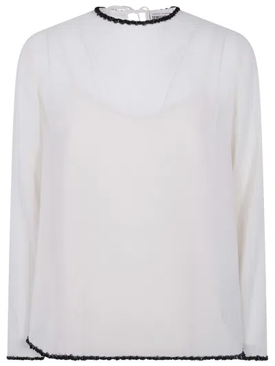 Semicouture Florinda Bead-trim Tie-fastening Blouse In White