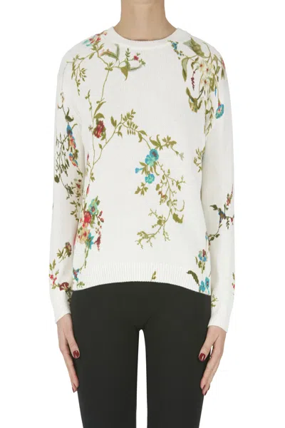 Semicouture Flower Print Pullover In White