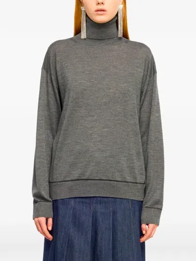 Semicouture Freda Turtleneck Sweater In Gray