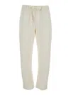 Semicouture Elastic Waist Casual Pants In White