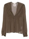 Semicouture Gathered Blouse In Brown