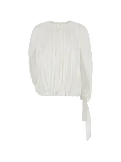 Semicouture Gathered Tie-detail Blouse In White