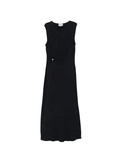 Semicouture Gathered-detail Midi Dress In Blue