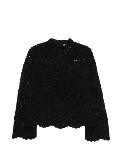 Semicouture Geneva Crochet Top In Black
