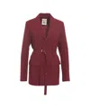 Semicouture 'gianna' Belted Blazer In Burgundy