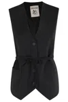 Semicouture Button-fastening Tie-waist Gilet In Black