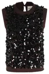 Semicouture Semi Couture Sequined Gilet With High Neckline In Brown