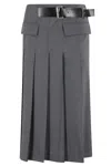 Semicouture Semi Couture Pleated Midi Skirt In Gray