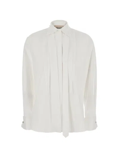 Semicouture Gracie Pleated-bib Shirt In White