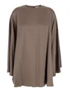 Semicouture Grey Crewneck Dress With Rear Concealed Zip Closure In Viscose Blend Woman In Brown