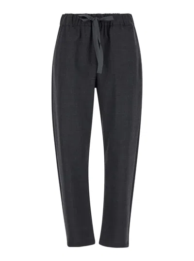 Semicouture Grey Pants With Elastic Waistband And Drawstring