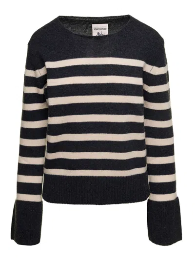 SEMICOUTURE GREY STRIPED SWEATER