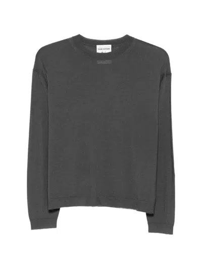 Semicouture Haley Fine-knit Wool Sweater In Gray