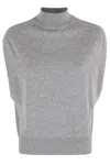 Semicouture Half Neck Sleeveless Sweater In Verity Vest Pattern In Gray