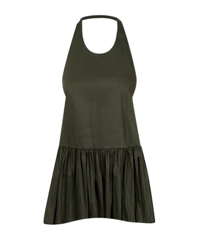 Semicouture Halter Neck Pleated Blouse In Black