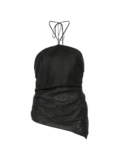 Semicouture Becka Linen Top In Black