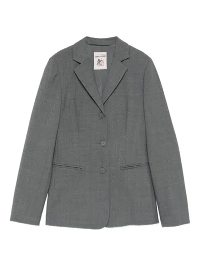 Semicouture Herminia Button-fastening Blazer In Gray