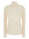 Semicouture Crepe De Chine High Neck Blouse In Neutral