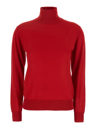 Semicouture High Neck Wool Pull In Red