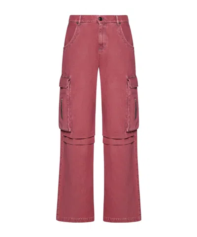 Semicouture High-rise Cargo Jeans In Pink