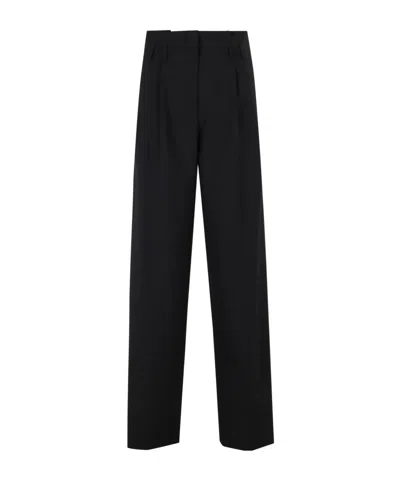 Semicouture High Waist Casual Pants In Blue