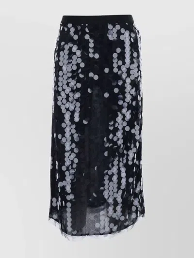 SEMICOUTURE HIGH WAIST MIDI SKIRT WITH SEQUIN OVERLAY