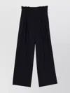 Semicouture High Waist Wide Leg Wool Blend Trousers In Black