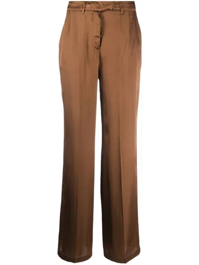 Semicouture High-waisted Straight-leg Trousers In Brown