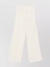 Semicouture High-waisted Wide-leg Wool Blend Trousers In White