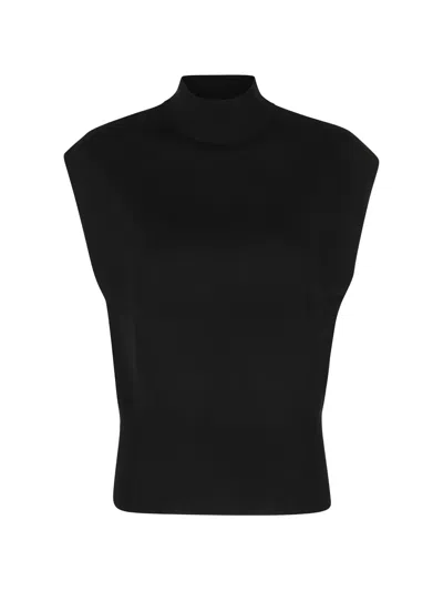 Semicouture High-neck Sleeveless Sweater In Black