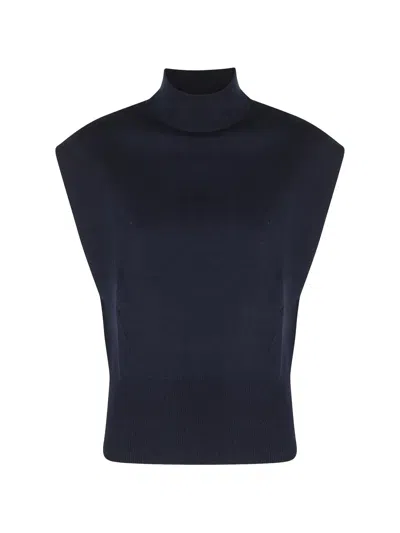 Semicouture High-neck Sleeveless Sweater In Black