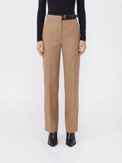 Semicouture High-waisted Skinny Trousers In Wool Blend With Cut-out Detail In Brown