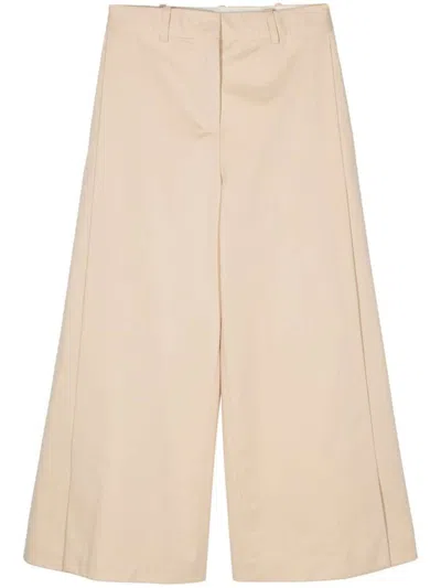 Semicouture Wide-leg Cotton Trousers In Camel