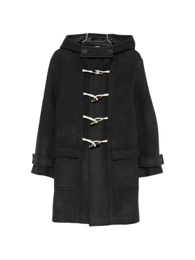 Semicouture Hooded Toggle-fastening Coat In Black